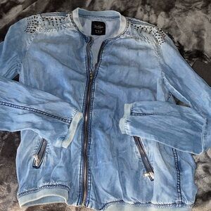 Zara sequined studded jean jacket medium